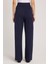 Kadın Regular Fit Klasik Kesim Cırt Kapamalı Geniş Paça Lacivert Pantolon 7