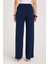 Kadın Relax Fit Rahat Kesim Modal Kumaş Yüksel Bel Geniş Paça Lacivert Pantolon 7