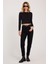Kadın Slim Fit Dar Kesim Pamuklu Dar Paça Siyah Jean Pantolon 5