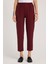 Kadın Relax Fit Rahat Kesim Yüksel Bel Düz Paça Beli Lastikli Bordo Pantolon 1