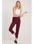 Kadın Relax Fit Rahat Kesim Yüksel Bel Düz Paça Beli Lastikli Bordo Pantolon 5