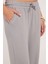 Kadın Relax Fit Rahat Kesim Modal Kumaş Beli Bağlamalı Lastikli Jogger Gri Pantolon 3