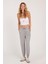 Kadın Relax Fit Rahat Kesim Modal Kumaş Beli Bağlamalı Lastikli Jogger Gri Pantolon 5
