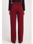 Kadın Regular Fit Klasik Kesim Cırt Kapamalı Geniş Paça Bordo Pantolon 7