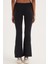 Kadın Slim Fit Dar Kesim Modal Kumaş Ispanyol Paça Siyah Pantolon 7