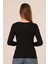 Yuvarlak Yaka Uzun Kollu Pamuklu Siyah Body 3