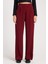 Kadın Regular Fit Klasik Kesim Cırt Kapamalı Geniş Paça Bordo Pantolon 1
