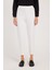 Kadın Relax Fit Rahat Kesim Yüksel Bel Düz Paça Beli Lastikli Beyaz Pantolon 1