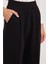 Kadın Regular Fit Klasik Kesim Cırt Kapamalı Geniş Paça Siyah Pantolon 3