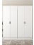 Ases ELA332 Geniş ve Büyük Ölçülü Gardırop Giysi Dolabı Yüklük 2 Askılı 4 Kapaklı Beyaz - Safir Meşe 3