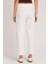 Kadın Relax Fit Rahat Kesim Lastikli Kuşak Bağlamalı Geniş Paça Beyaz Pantolon 7