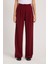 Kadın Regular Fit Klasik Kesim Yüksel Bel Geniş Paça Bordo Pantolon 1