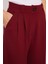 Kadın Regular Fit Klasik Kesim Yüksel Bel Geniş Paça Bordo Pantolon 3