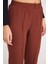 Kadın Relax Fit Rahat Kesim Yüksel Bel Düz Paça Beli Lastikli Kahverengi Pantolon 3