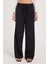 Kadın Regular Fit Klasik Kesim Pamuklu Geniş Paça Siyah Pantolon 1