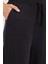Kadın Regular Fit Klasik Kesim Pamuklu Geniş Paça Siyah Pantolon 3