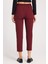 Kadın Relax Fit Rahat Kesim Yüksel Bel Dar Paça Beli Lastikli Bağcıklı bordo Pantolon 7