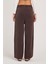 Kadın Regular Fit Klasik Kesim Pamuklu Geniş Paça Kahverengi Pantolon 7