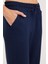 Kadın Relax Fit Rahat Kesim Modal Kumaş Beli Bağlamalı Lastikli Jogger Lacivert Pantolon 3