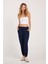 Kadın Relax Fit Rahat Kesim Modal Kumaş Beli Bağlamalı Lastikli Jogger Lacivert Pantolon 5