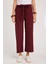 Kadın Relax Fit Rahat Kesim Lastikli Kuşak Bağlamalı Geniş Paça Bordo Pantolon 1