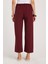 Kadın Relax Fit Rahat Kesim Lastikli Kuşak Bağlamalı Geniş Paça Bordo Pantolon 7