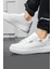 Erkek Beyaz Kalın Taban Spor Ayakkabı - Günlük Rahat Sneaker Modeli 4