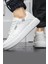 Erkek Beyaz Kalın Taban Spor Ayakkabı - Günlük Rahat Sneaker Modeli 5