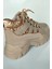 Kadın Kalın Taban Spor Ayakkabı - Bej ve Gold Detaylı Sneaker, Yürüyüş Ayakkabısı 7