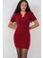 Kadın Bdart Aksesuar Detaylı Bodycon Mini Triko Elbise Bordo Kırmızı 1