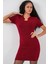 Kadın Bdart Aksesuar Detaylı Bodycon Mini Triko Elbise Bordo Kırmızı 3