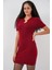Kadın Bdart Aksesuar Detaylı Bodycon Mini Triko Elbise Bordo Kırmızı 4