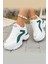 Beyaz Kalın Taban Kadın Spor Ayakkabı – Yeşil ve Gold Detaylı Nefes Alabilen Sneaker 5