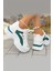 Beyaz Kalın Taban Kadın Spor Ayakkabı – Yeşil ve Gold Detaylı Nefes Alabilen Sneaker 7