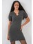 Kadın Bdart Aksesuar Detaylı Bodycon Mini Triko Elbise Kömür Grisi 1