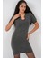 Kadın Bdart Aksesuar Detaylı Bodycon Mini Triko Elbise Kömür Grisi 3