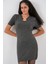 Kadın Bdart Aksesuar Detaylı Bodycon Mini Triko Elbise Kömür Grisi 4