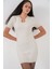 Kadın Bdart Aksesuar Detaylı Bodycon Mini Triko Elbise Fildişi Doğal 3