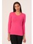 Yuvarlak Yaka Uzun Kollu Pamuklu Fuşya Body 1