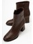 Kadın Marta Kahverengi Kalın Topuklu Yumurta Burun Fermuarlı Bot 2