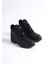 Kadın Cesi Siyah Streç ve Bağcık Tedaylı Bilek Boy Termo Taban Bot 4
