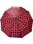 Kırmızı Ekose Desenli Otomatik Kadın Şemsiye, Şık ve Kullanışlı Tasarım 1