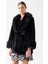 Diotisalvi Şal Yaka Kol Kürklü Peluş Kaban Siyah 2