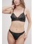 Saten Dantel Detaylı Sütyen Siyah String Takım 5