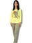 Kadın Kedi Motifli Leopar Desenli Pijama Takımı (Sarı) Sarı 6