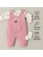 Bebek Kız 3'lü Tulum Takımı - Kalp Desenli Badikırmızısalopet ve Çorap Seti Pamuklu 2