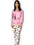 Kadın Kedi Motifli Kalp Desenli Pijama Takımı (Pembe-Beyaz) Pembe 6