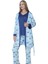 Viskon Desenli Mavi Pijama Takımı %100 Pamuk Mavi 6