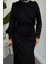 Lavrine Boynu ve Kolu Taşlı Tül Abiye Siyah 4