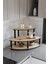 Dekoratif Oval Köşe 3 Katlı Tezgah Üstü Raf 50 cm x 50 cm Safir Meşe 1